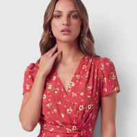 Abito Aniye By Donna | Corto Mini Dress | Fantasia Fiori Rosso Aniye By