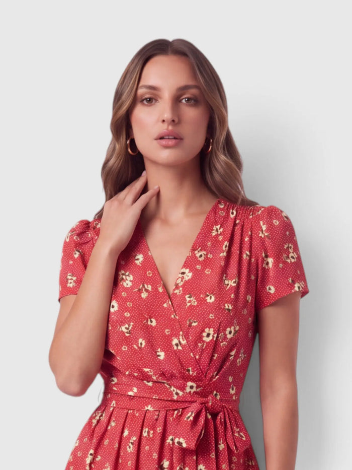 Abito Aniye By Donna | Corto Mini Dress | Fantasia Fiori Rosso Aniye By