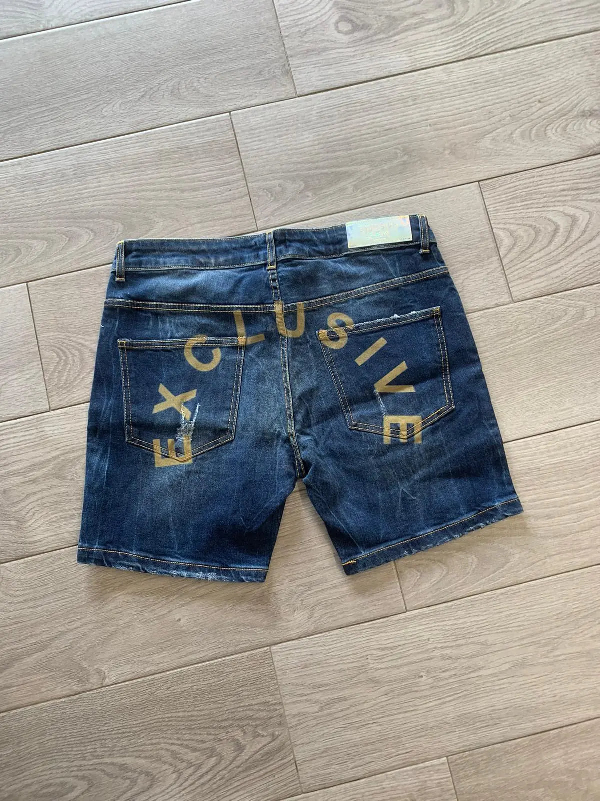 SHORTS DENIM LOGO GIALLO (8415012749639)
