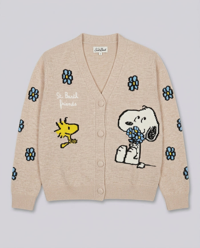 Cardigan Saint Barth Kids Snoopy con fiori – fronte