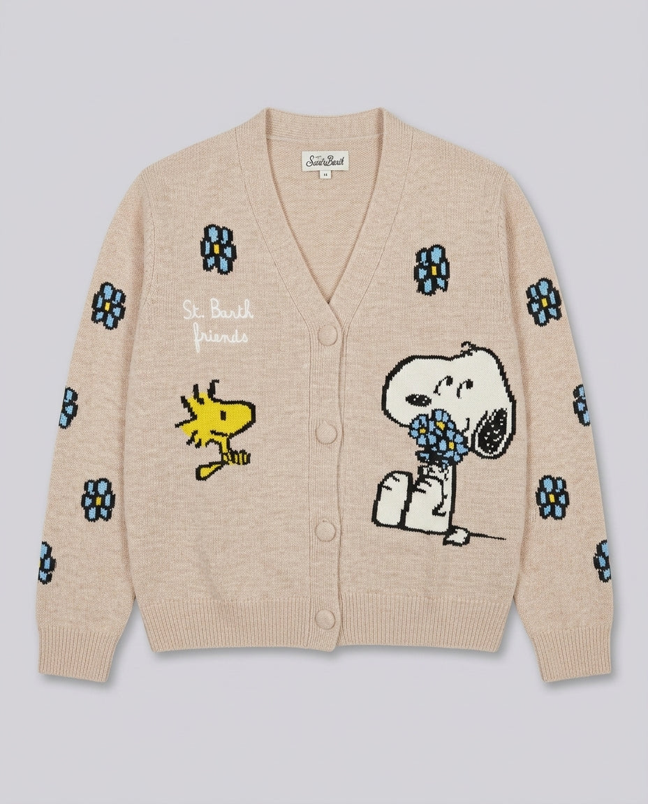 Cardigan Saint Barth Kids Snoopy con fiori – fronte