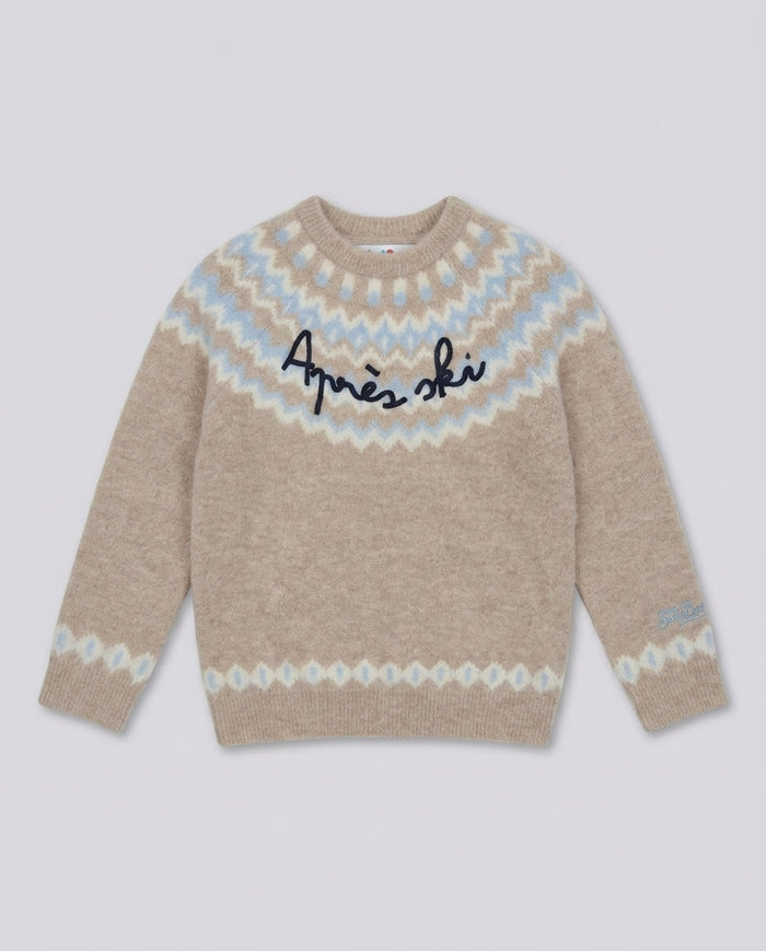 Maglione Nordico Saint Barth Kids Après Ski beige – fronte