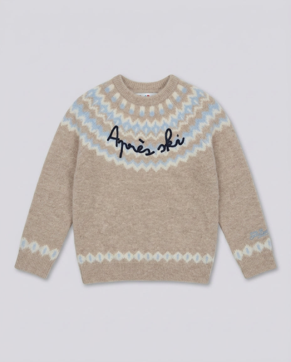 Maglione Nordico Saint Barth Kids Après Ski beige – fronte