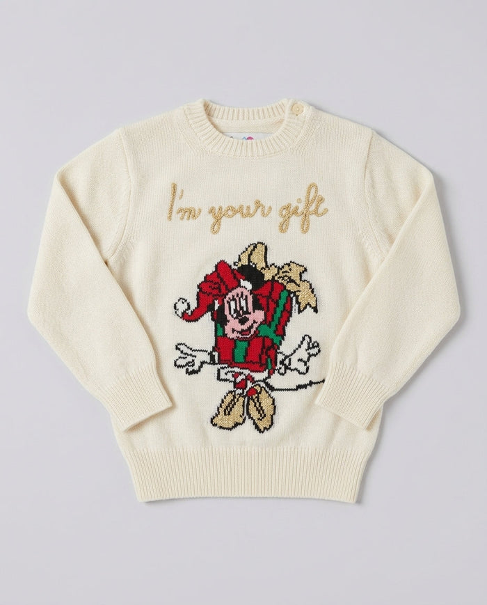 Maglione Natalizio Saint Barth Kids Minnie I'm Your Gift – fronte