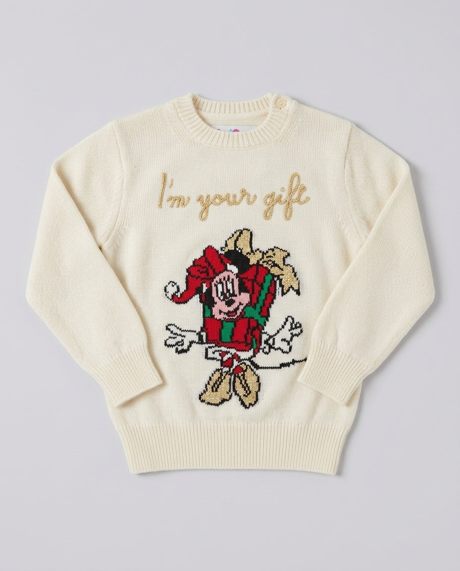 Maglione Natalizio Saint Barth Kids Minnie I'm Your Gift – fronte