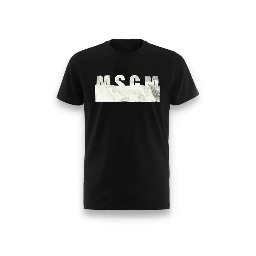 T Shirt Msgm | Modello Unisex | Logo Argento | Nero | Outlet MSGM