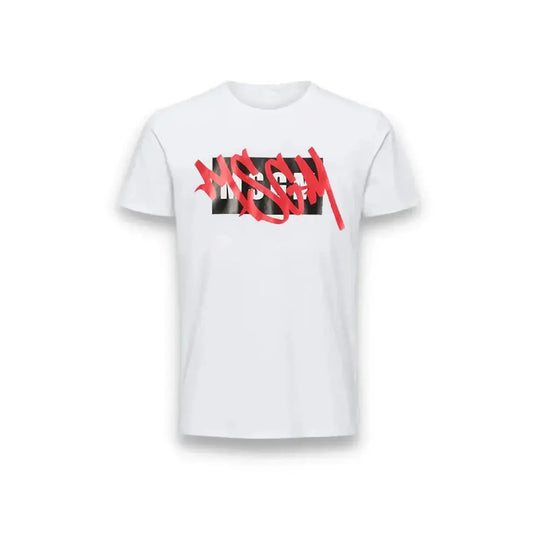 T Shirt Msgm | Modello Unisex | Girocollo con Logo Graffiti | Bianco | Outlet MSGM