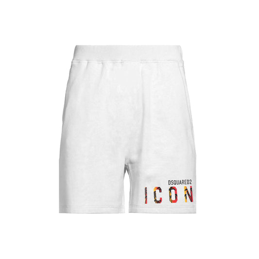 Pantaloncini Dsquared2 | Bermuda Unisex | Logo Icon Palm | Bianco Dsquared