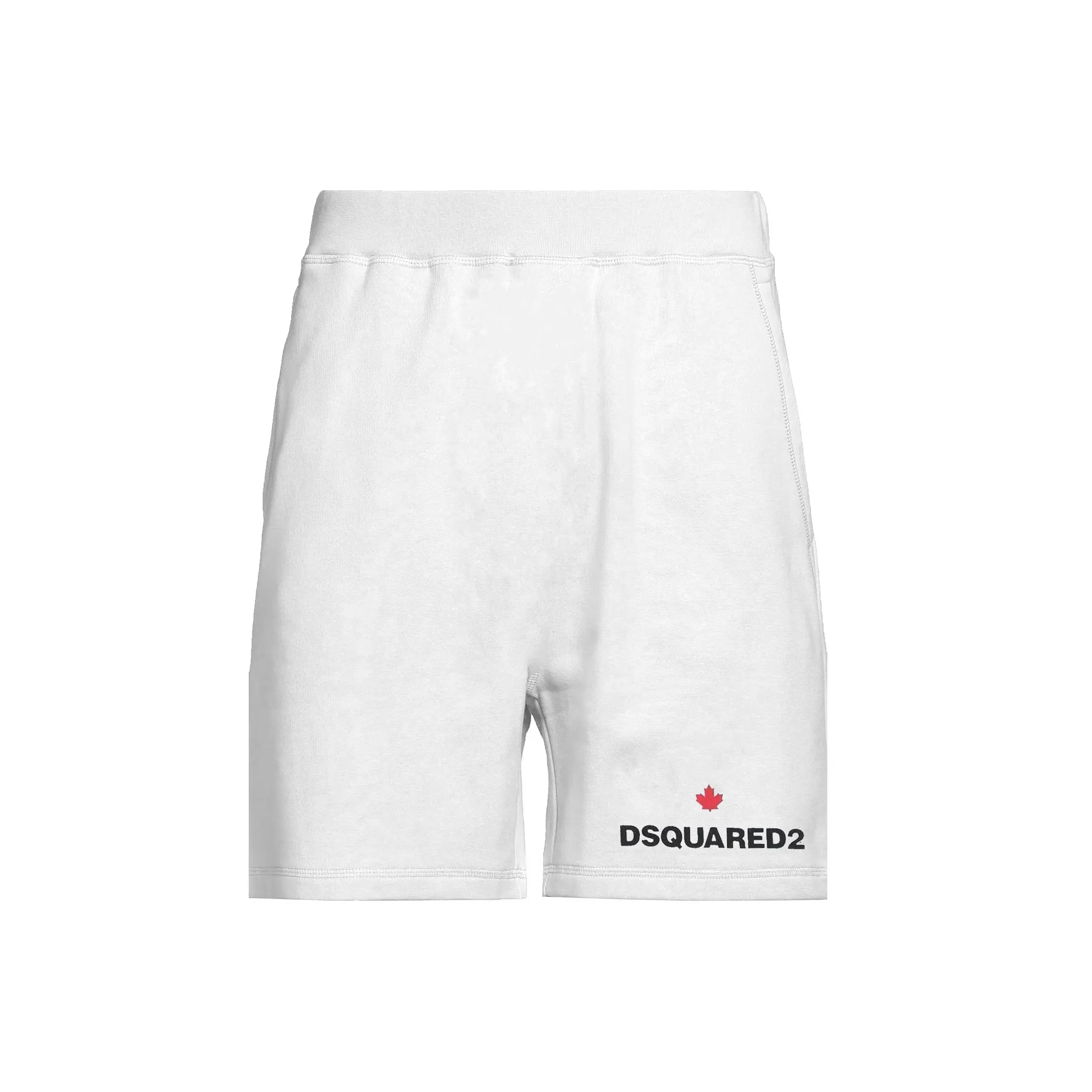 Pantaloncini Dsquared2 | Bermuda Unisex | Logo Foglia | Bianco Dsquared
