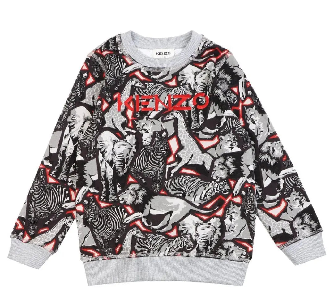 Felpa Kenzo Bambino | Logo All Over | Grigio | Outlet Kenzo