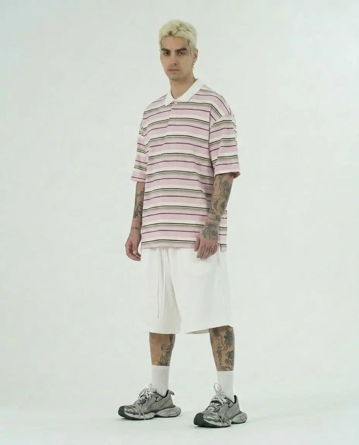 Polo Uomo Oversize Duca Homme a Righe Rosa Duca Homme