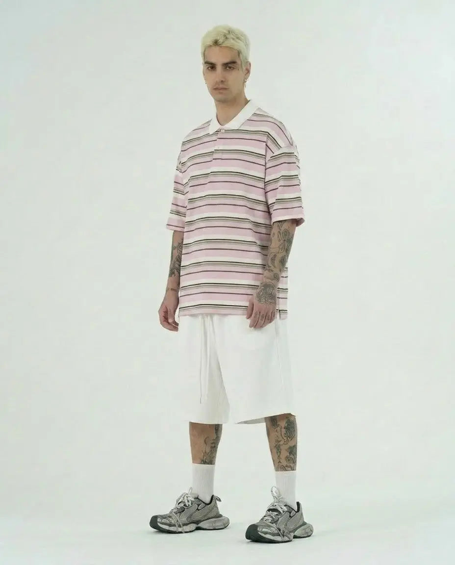 Polo Uomo Oversize Duca Homme a Righe Rosa Duca Homme