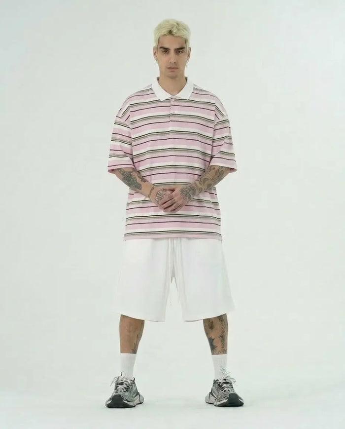 Polo Uomo Oversize Duca Homme a Righe Rosa Duca Homme