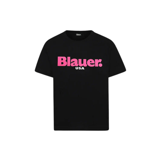 T Shirt Blauer Bambina | Logo Fucsia | Nero Blauer Bambino