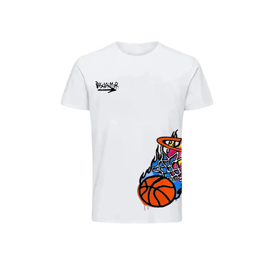 T Shirt Disclaimer Uomo | Modello Oversize Basket | Bianco Disclaimer