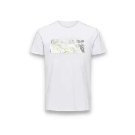 T Shirt Msgm | Modello Unisex | Logo Argento | Bianco | Outlet MSGM