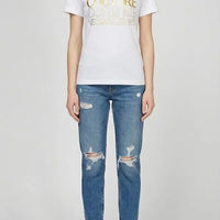 T Shirt Versace Jeans Couture Donna | Logo Oro | Bianco Versace Jeans