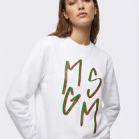 Felpa Msgm | Modello Unisex | Logo | Bianco | Outlet MSGM