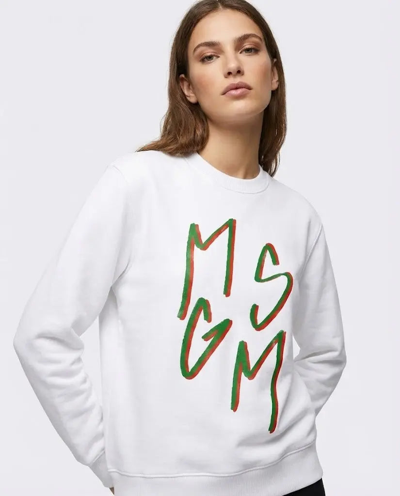 Felpa Msgm | Modello Unisex | Logo | Bianco | Outlet MSGM