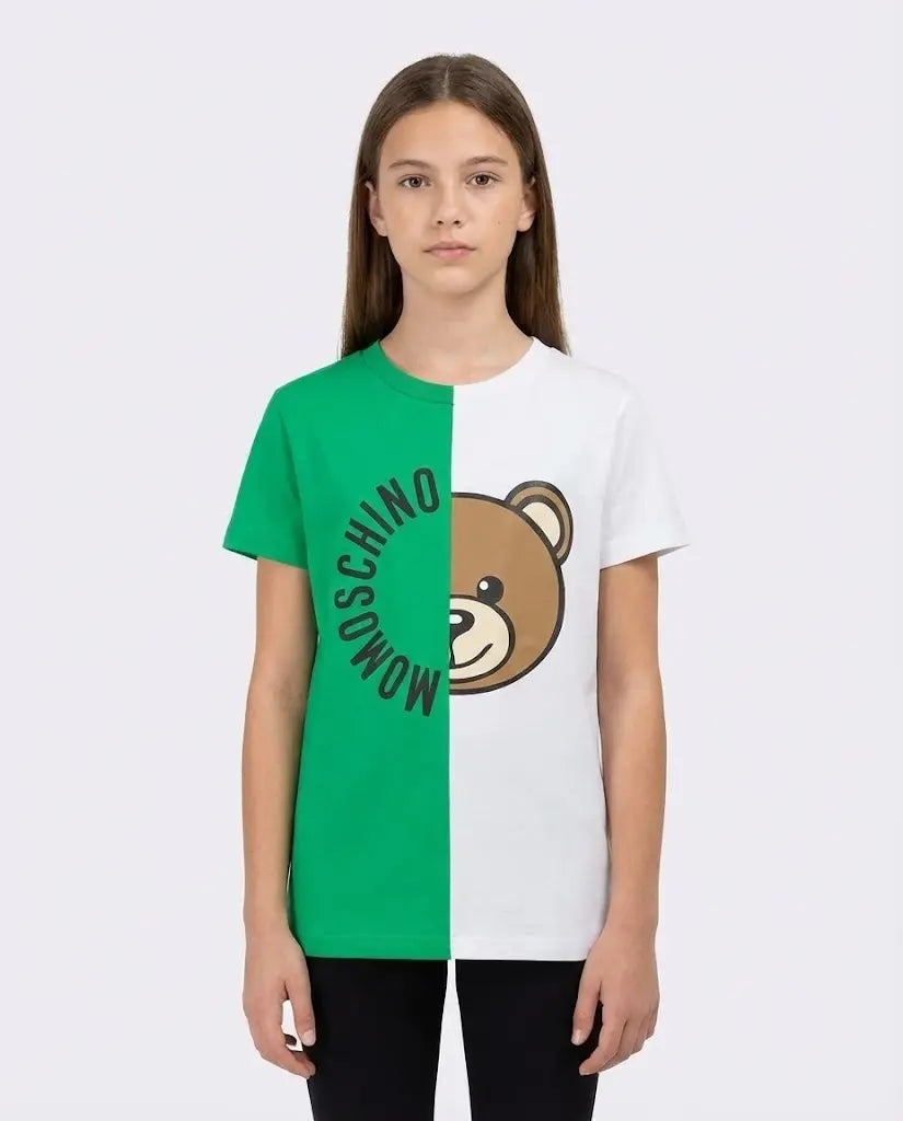 T Shirt Moschino Kids | Unisex | Logo Orsetto Toy | Verde e Bianco Moschino Kids