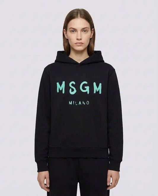 Felpa Msgm | Modello Unisex | Cappuccio con Logo | Nero | Outlet MSGM