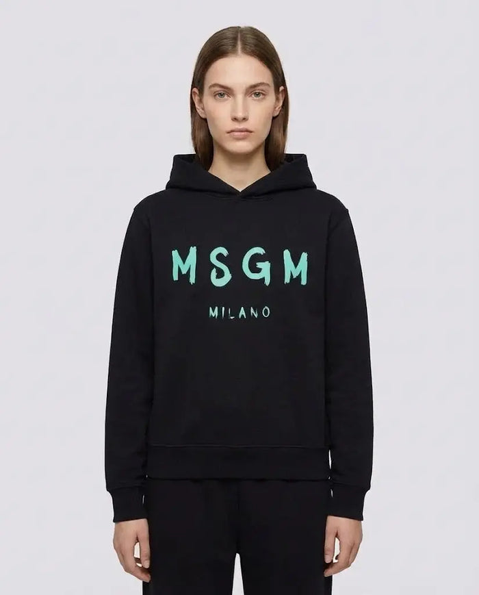 Felpa Msgm | Modello Unisex | Cappuccio con Logo | Nero | Outlet MSGM