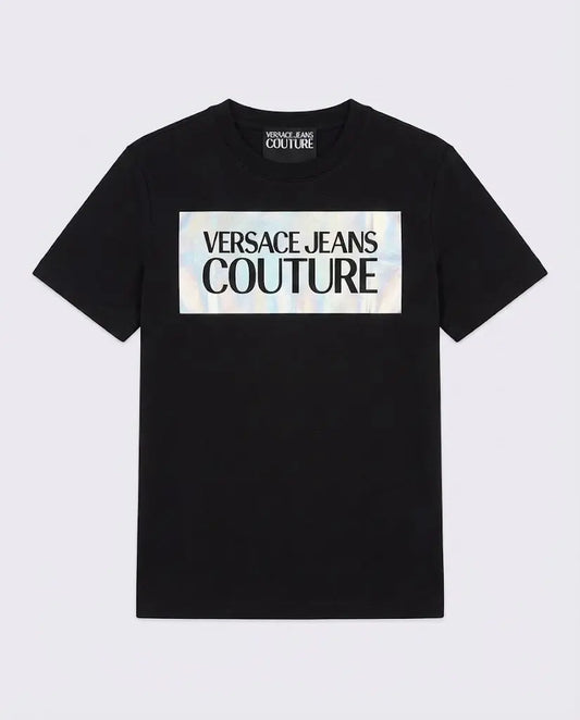 T Shirt Versace Jeans Couture Donna | Logo Glitter | Nero Versace Jeans