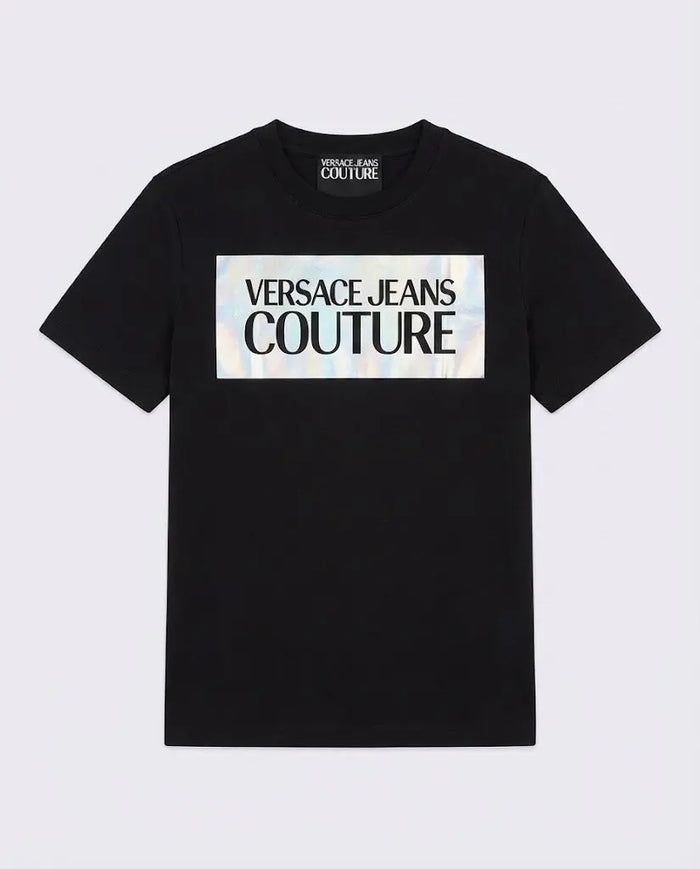 T Shirt Versace Jeans Couture Donna | Logo Glitter | Nero Versace Jeans