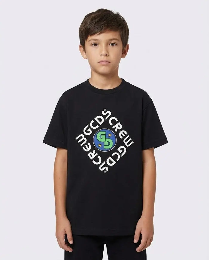 T Shirt Gcds Bambino | Logo GCDS Crew | Nero GCDS