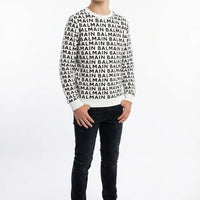 Felpa Balmain | Logo All Over | Bianco Balmain