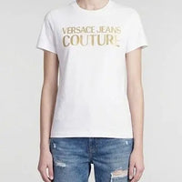 T Shirt Versace Jeans Couture Donna | Logo Oro | Bianco Versace Jeans