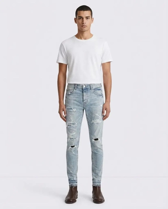 Jeans Purple Brand Uomo | Modello Skinny | Strappi e Rotture Purple