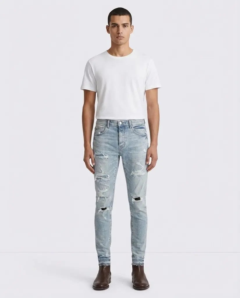 Jeans Purple Brand Uomo | Modello Skinny | Strappi e Rotture Purple