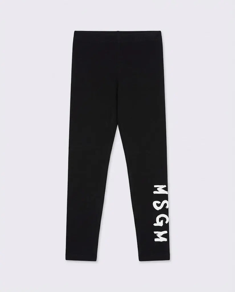 Leggings Msgm Donna | Nylon | Logo Bianco | Nero | Outlet MSGM