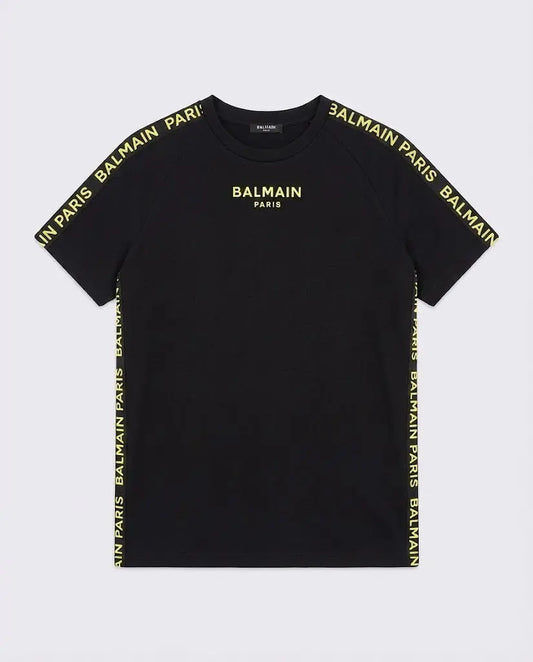 T Shirt Balmain | Banda Logo Oro | Nero Balmain