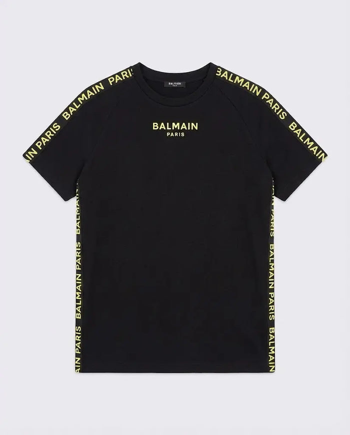 T Shirt Balmain | Banda Logo Oro | Nero Balmain