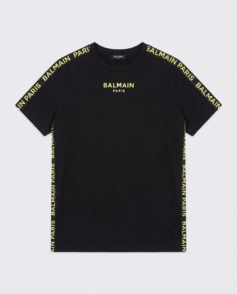 T Shirt Balmain | Banda Logo Oro | Nero Balmain