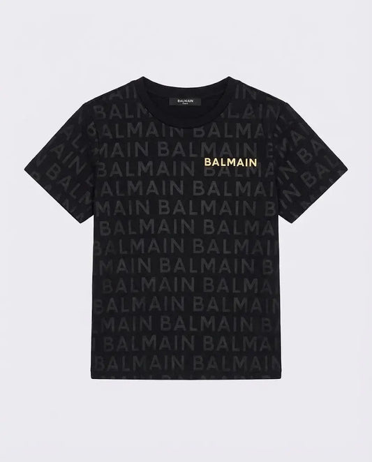 T Shirt Balmain | Logo All Over | Oversize | Nero Balmain