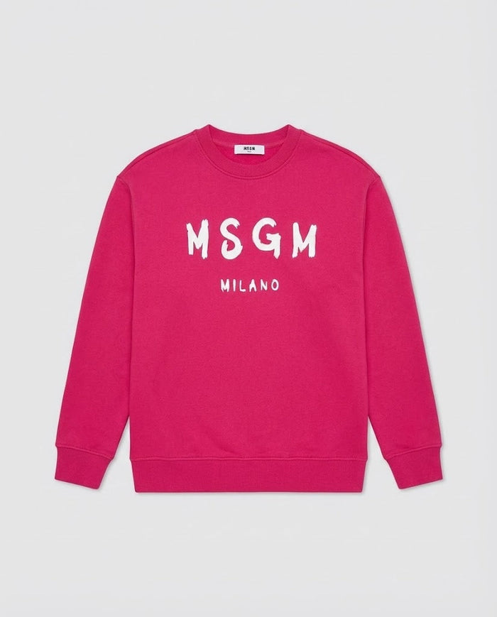 Felpa Msgm | Modello Unisex | Girocollo con Logo | Fucsia | Outlet MSGM