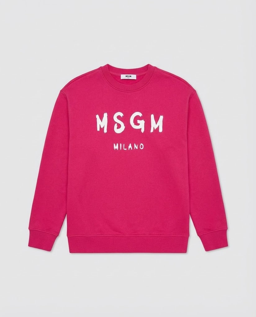 Felpa Msgm | Modello Unisex | Girocollo con Logo | Fucsia | Outlet MSGM