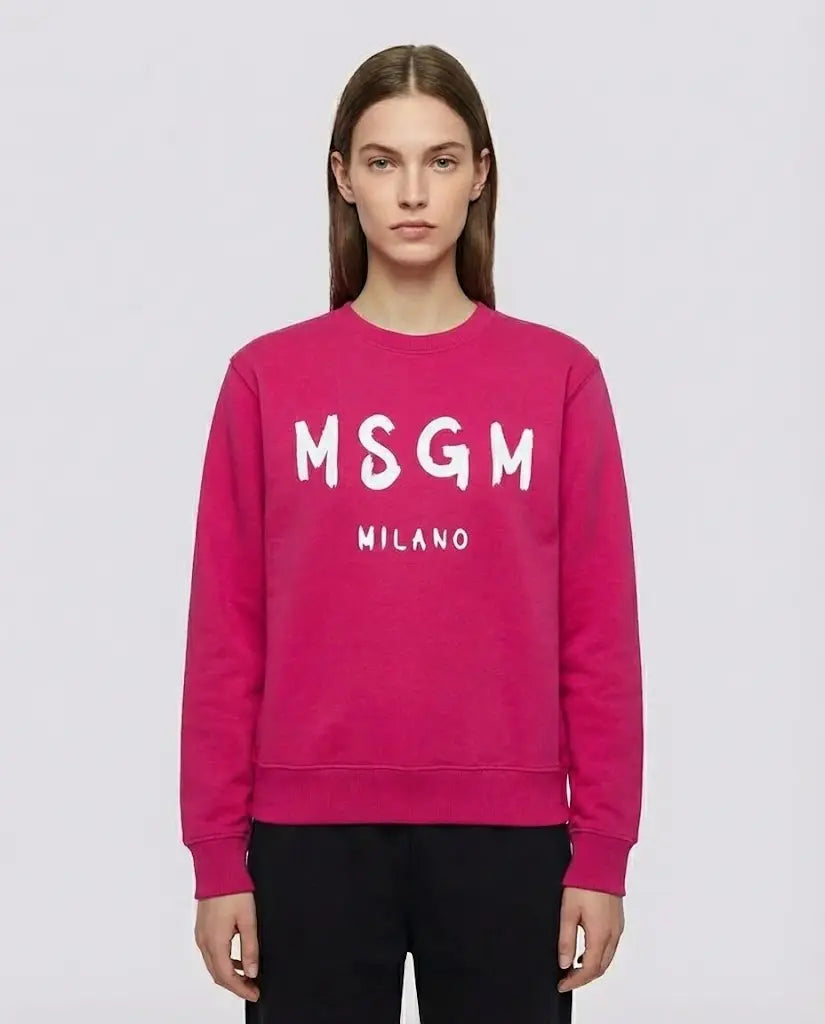 Felpa Msgm | Modello Unisex | Girocollo con Logo | Fucsia | Outlet MSGM