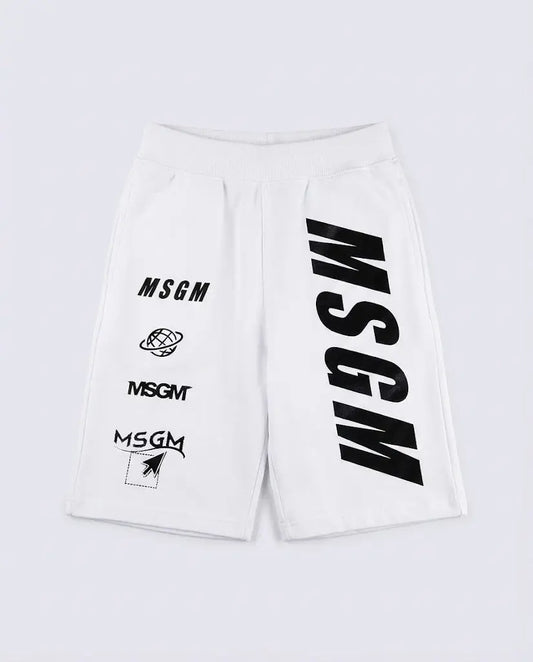 Pantaloncini Msgm | Modello Unisex | Multi Logo | Bianco MSGM