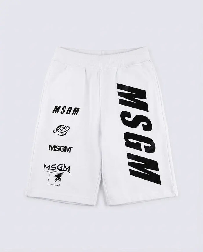 Pantaloncini Msgm | Modello Unisex | Multi Logo | Bianco MSGM