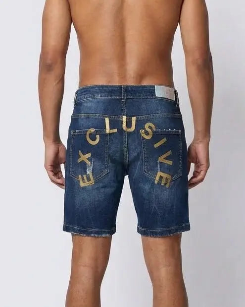 Exclusive Paris | Pantaloncini In Jeans con Logo Oro | Outlet Exclusive Paris