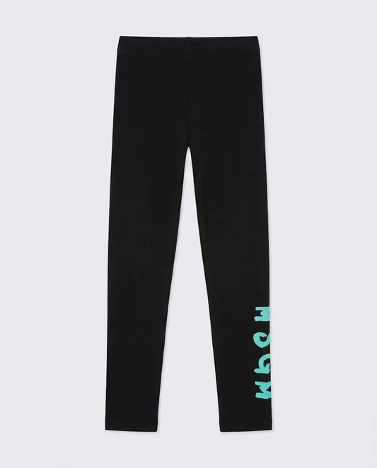 Leggings Msgm Donna | Nylon | Logo Tiffany | Nero | Outlet MSGM