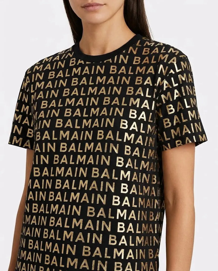 T Shirt Balmain | Logo Oro | Oversize | Nero Balmain