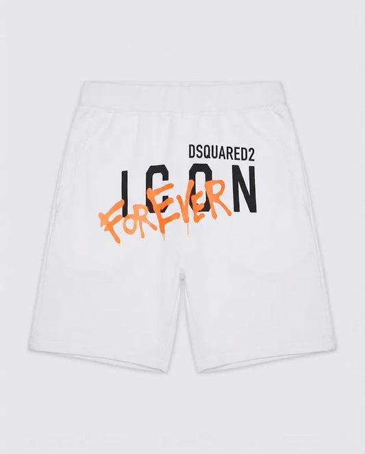 Pantaloncini Dsquared2 | Bermuda Unisex | Logo Icon Forever | Bianco Dsquared2