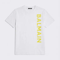 T Shirt Balmain | Logo Verticale Fluo | Bianco Balmain