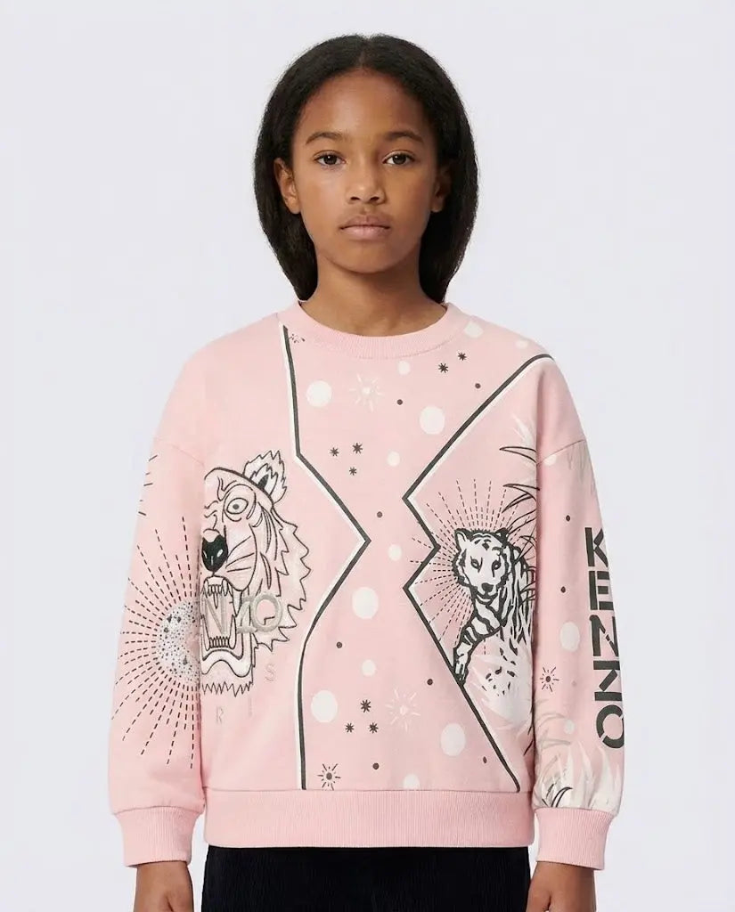 Felpa Kenzo Bambino | Logo Tigre | Rosa | Outlet Kenzo