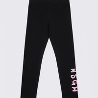 Leggings Msgm Donna | Nylon | Logo Rosa | Nero | Outlet MSGM